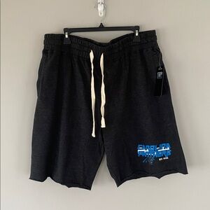 NEW NWT Carolina Panthers XXL Raw Hem Drawstring Shorts Charcoal Grey Pockets